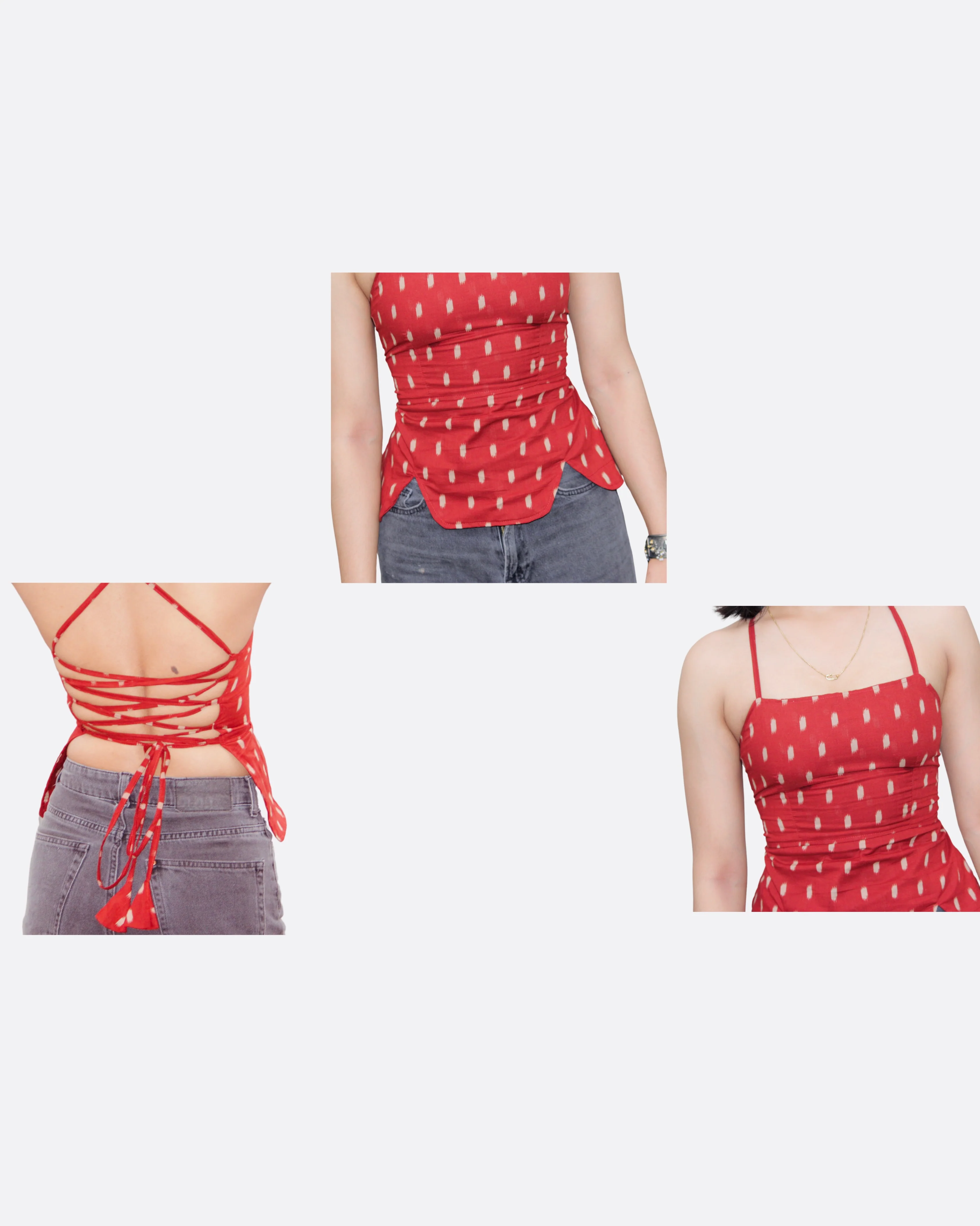 Rust Ikat Strappy Corset Top - Image 3